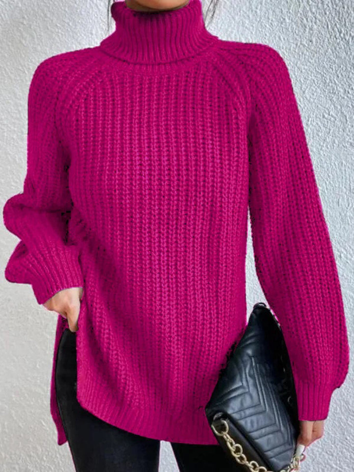 Women's Chunky Knit Turtleneck Jumper in Relaxed Fit