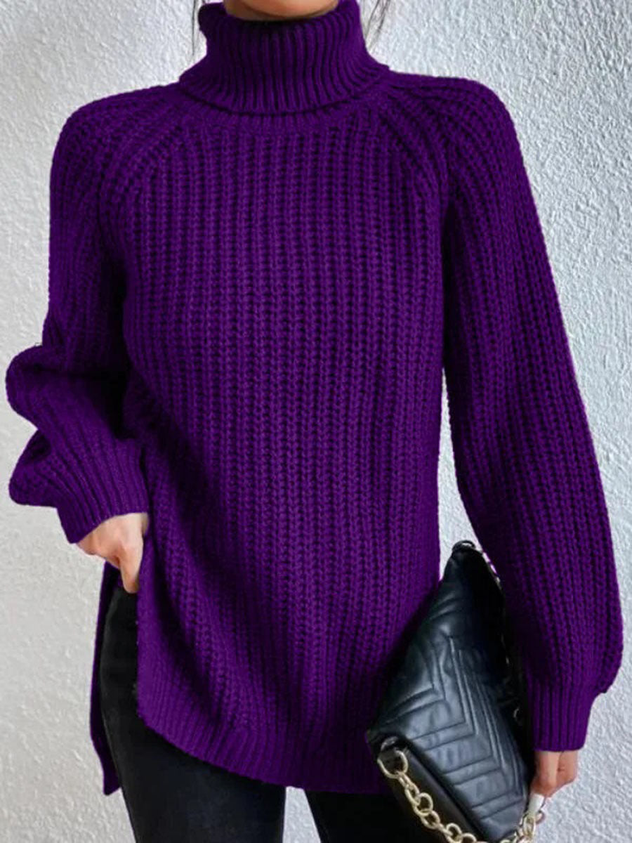 Women's Chunky Knit Turtleneck Jumper in Relaxed Fit