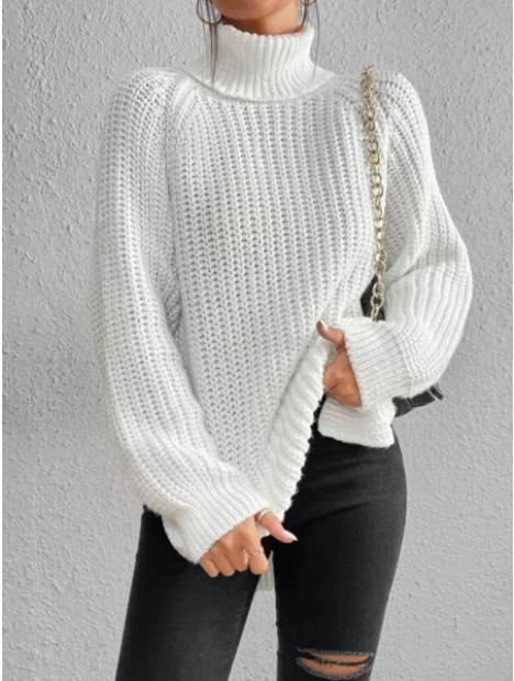 Women's Chunky Knit Turtleneck Jumper in Relaxed Fit