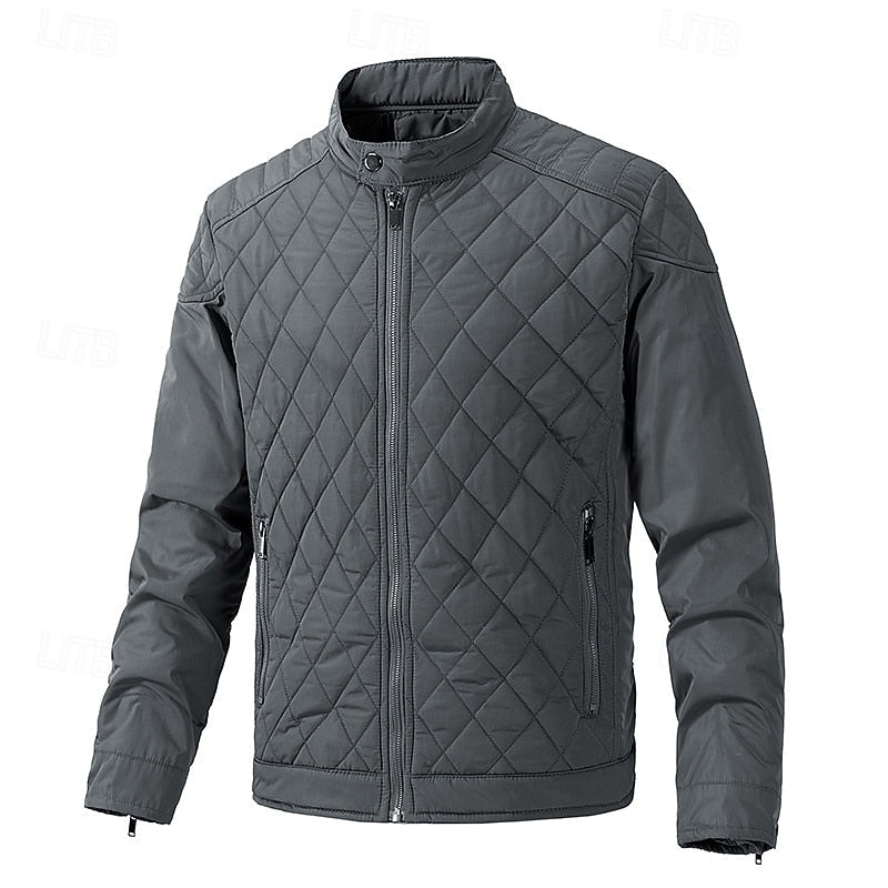 Veste pour homme matelassée en losanges, à col montant et poches zippées