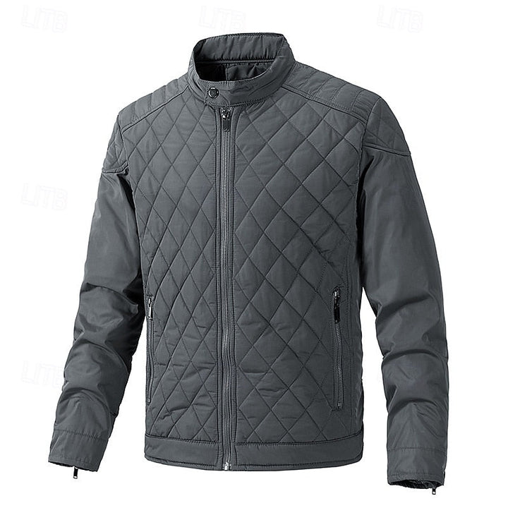 Veste pour homme matelassée en losanges, à col montant et poches zippées