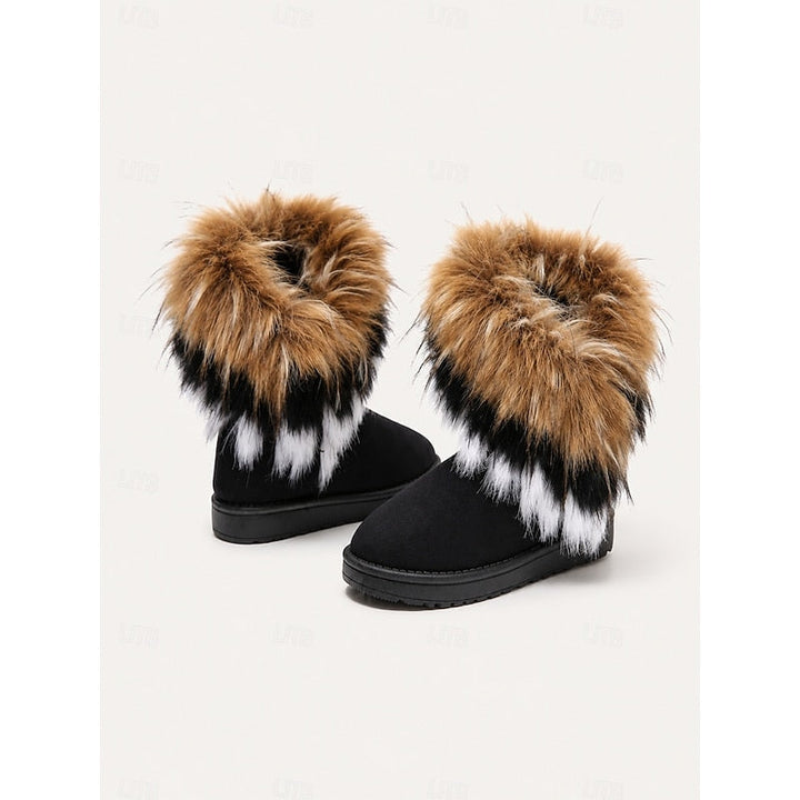 Women's Fur Trim Snow Boots with Pull-On Design