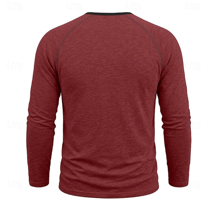 Men's Raglan Sleeve Henley with Contrast Trim