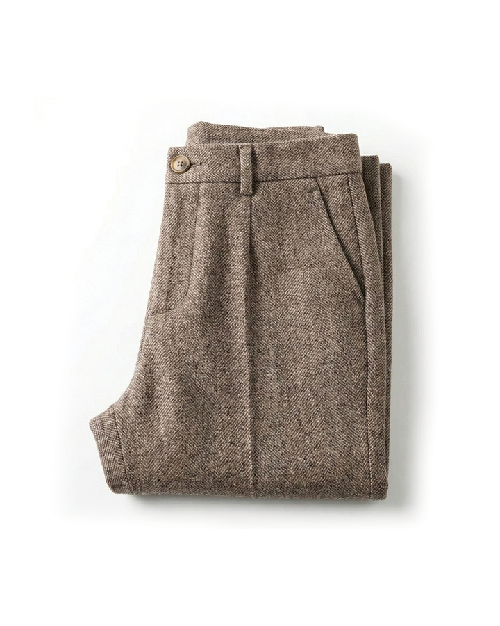 Men's Herringbone Wool Trousers in a Tailored Fit