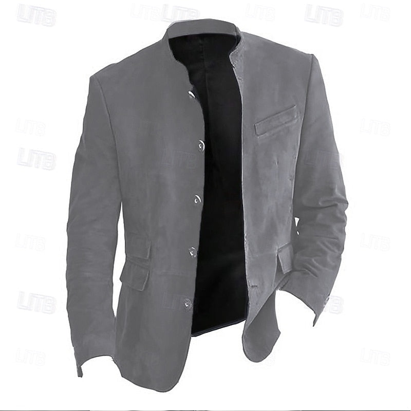 Men's Suede Stand Collar Jacket in Regular Fit