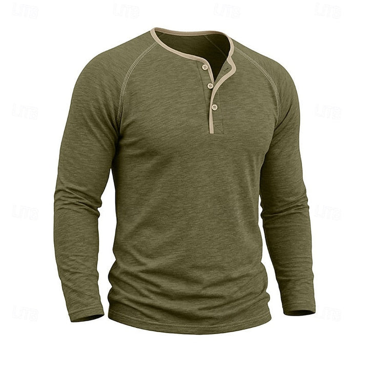 Men's Raglan Sleeve Henley with Contrast Trim