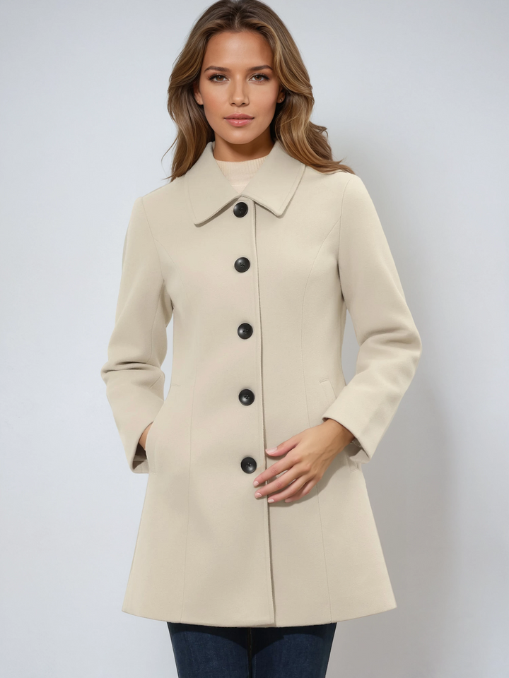 Women's Single-Breasted Fitted Coat with Collar