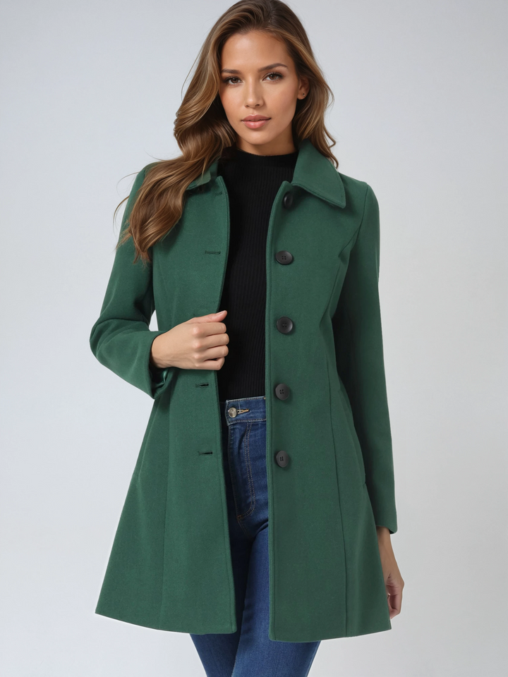 Women's Single-Breasted Fitted Coat with Collar