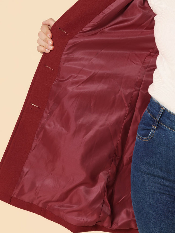 Women's Single-Breasted Fitted Coat with Collar