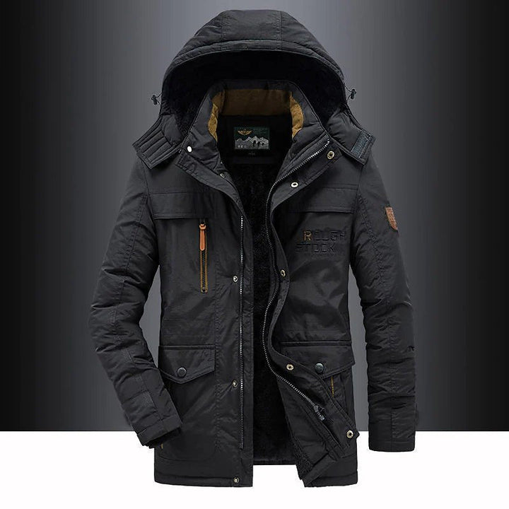Men's Fleece-Lined Parka Jacket with Hood
