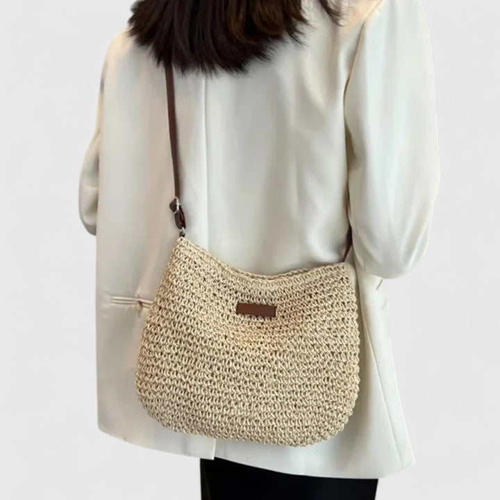 Women's Woven Straw Hobo Bag with Adjustable Strap
