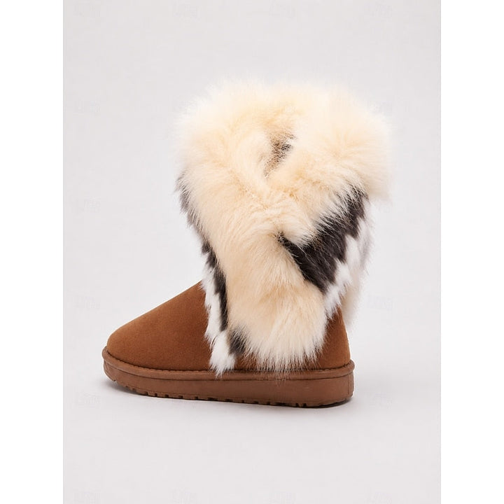 Women's Fur Trim Snow Boots with Pull-On Design