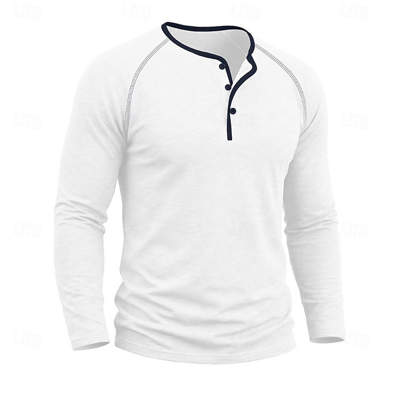 Men's Raglan Sleeve Henley with Contrast Trim