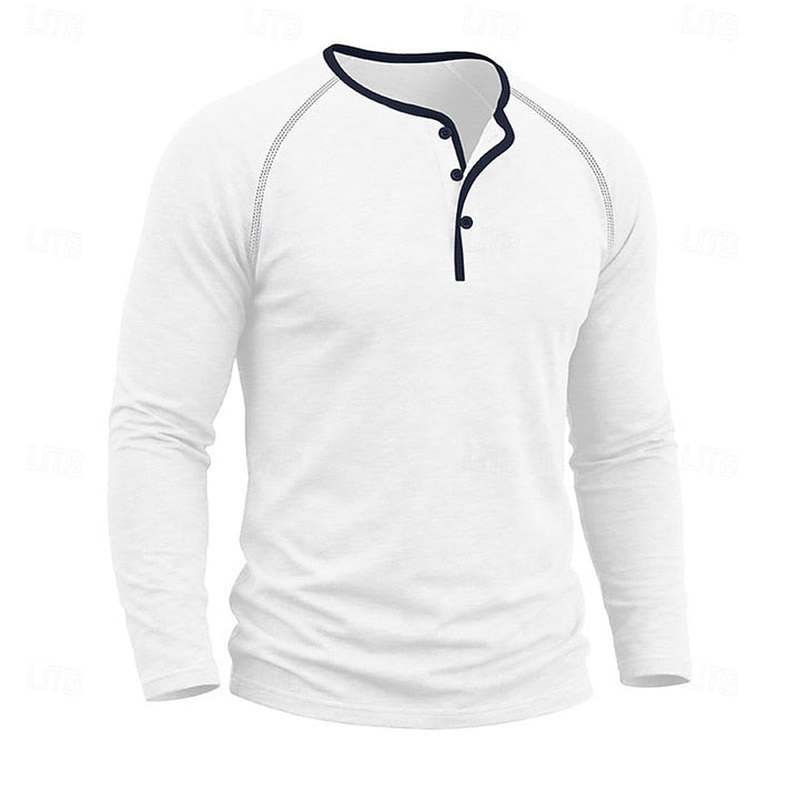 Men's Raglan Sleeve Henley with Contrast Trim
