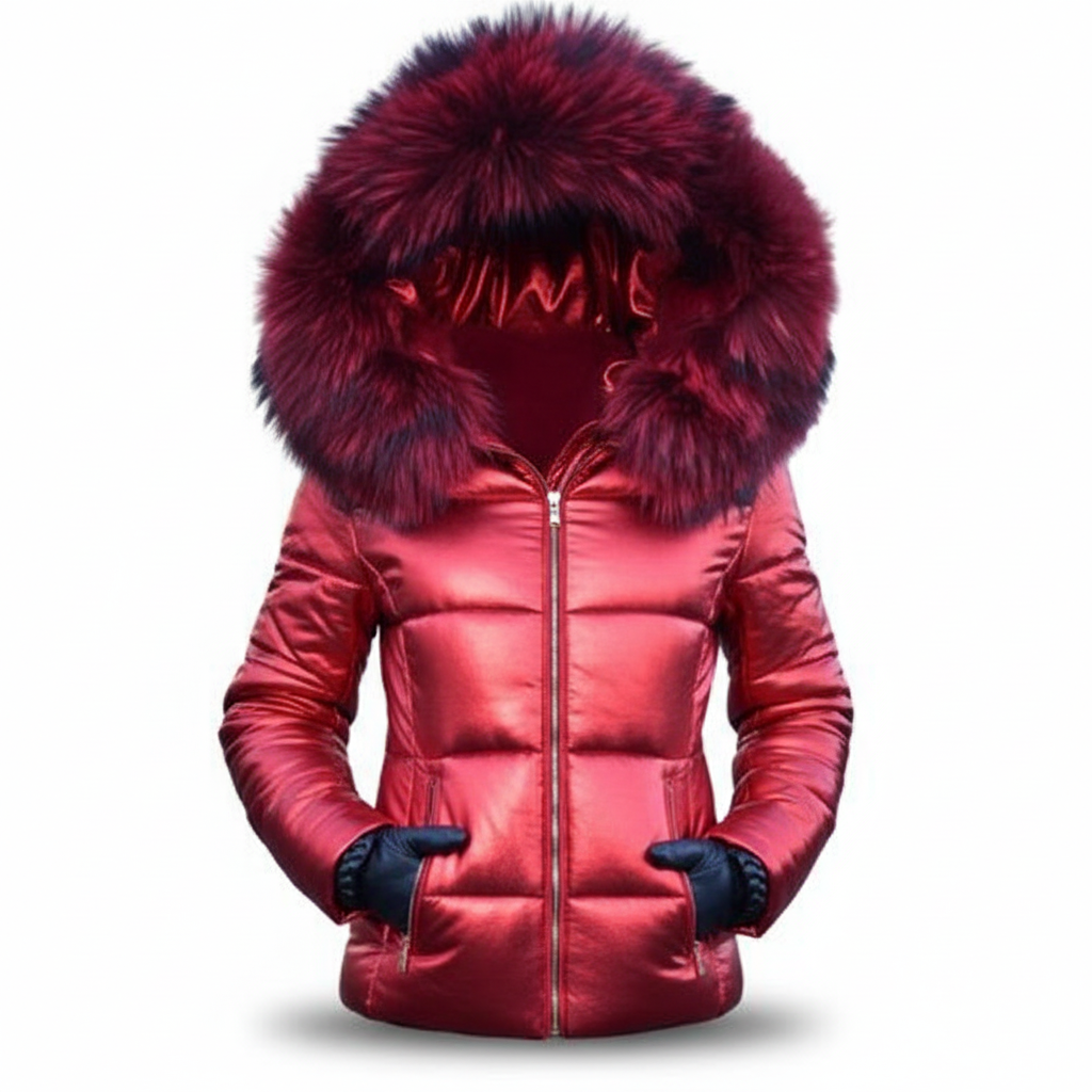 Women's Padded Parka with Fur Trim Hood
