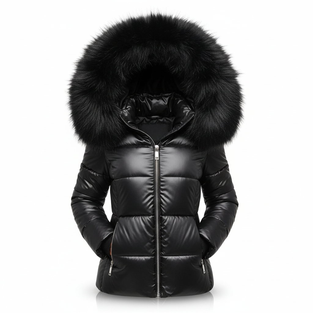 Women's Padded Parka with Fur Trim Hood