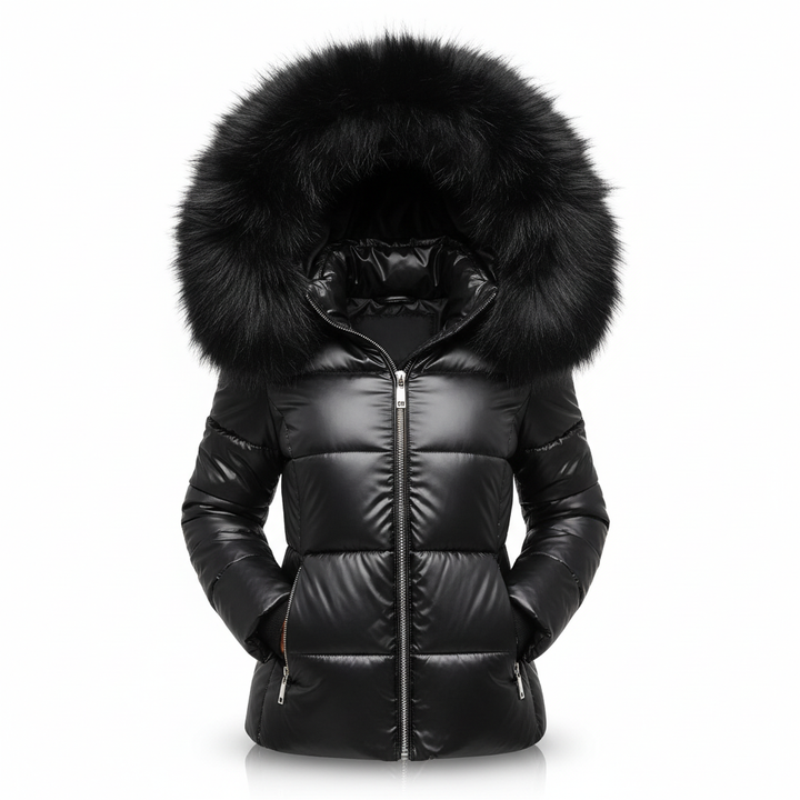 Women's Padded Parka with Fur Trim Hood