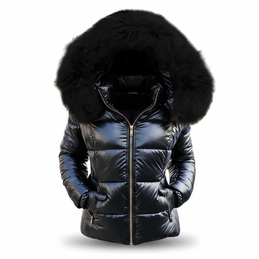 Women's Padded Parka with Fur Trim Hood