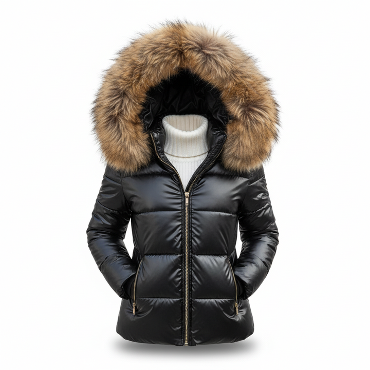 Women's Padded Parka with Fur Trim Hood