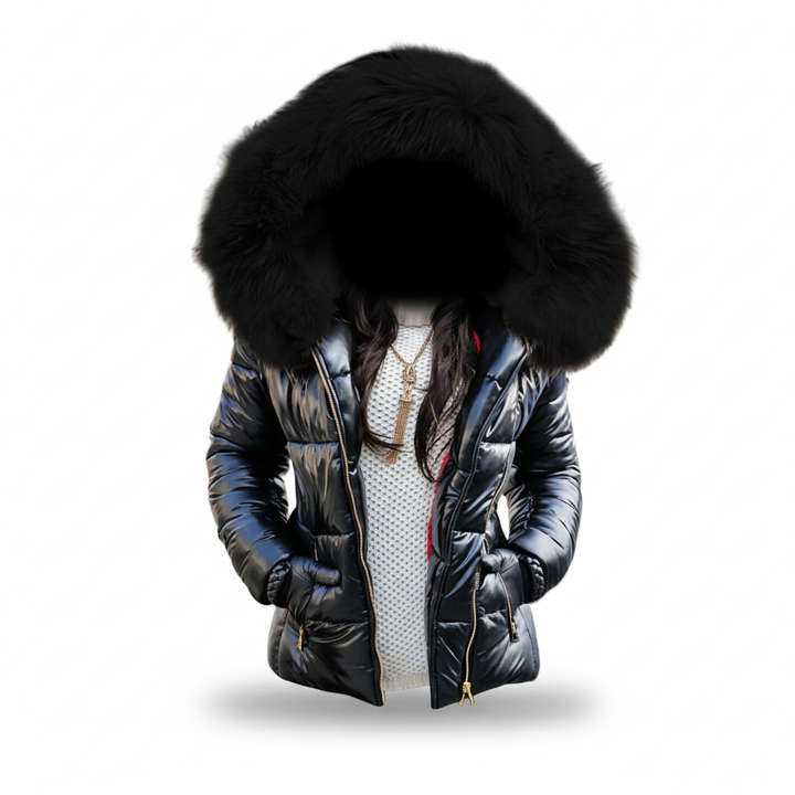 Women's Padded Parka with Fur Trim Hood