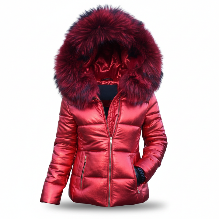 Women's Padded Parka with Fur Trim Hood