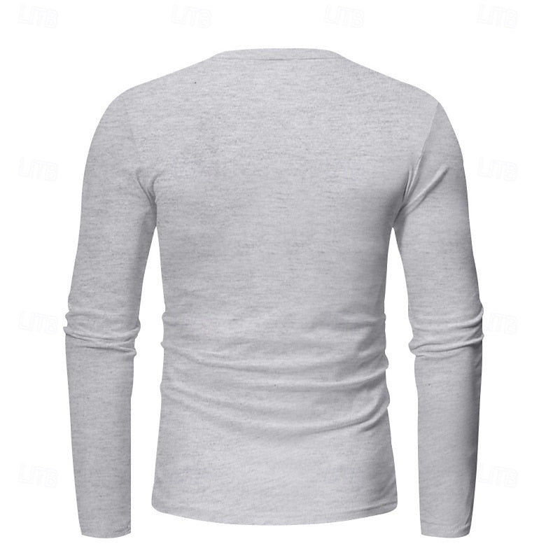 Men's Henley Shirt with Stand Collar Button Placket
