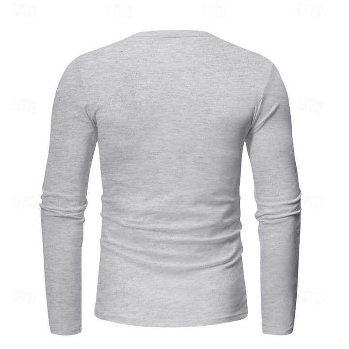Men's Henley Shirt with Stand Collar Button Placket