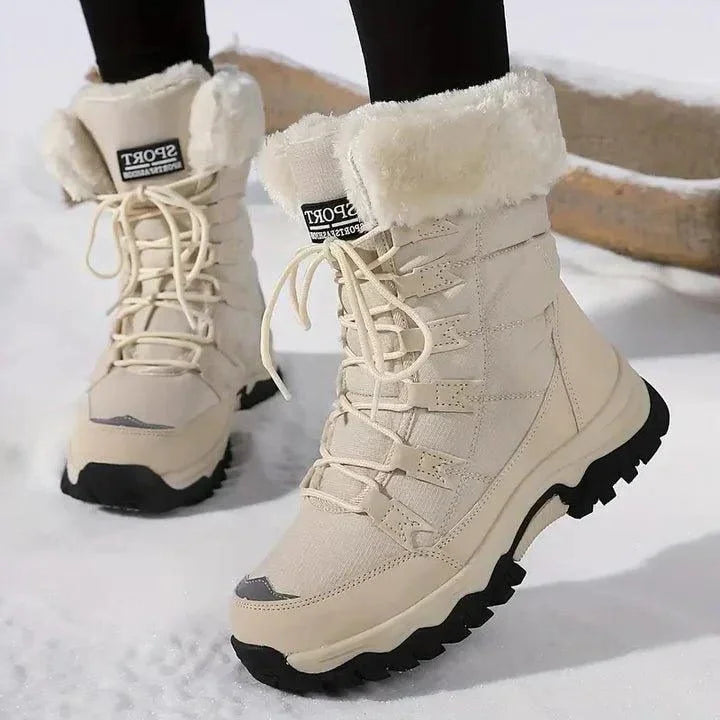 Women's Faux Fur Lined Winter Boots with Lace-Up Front