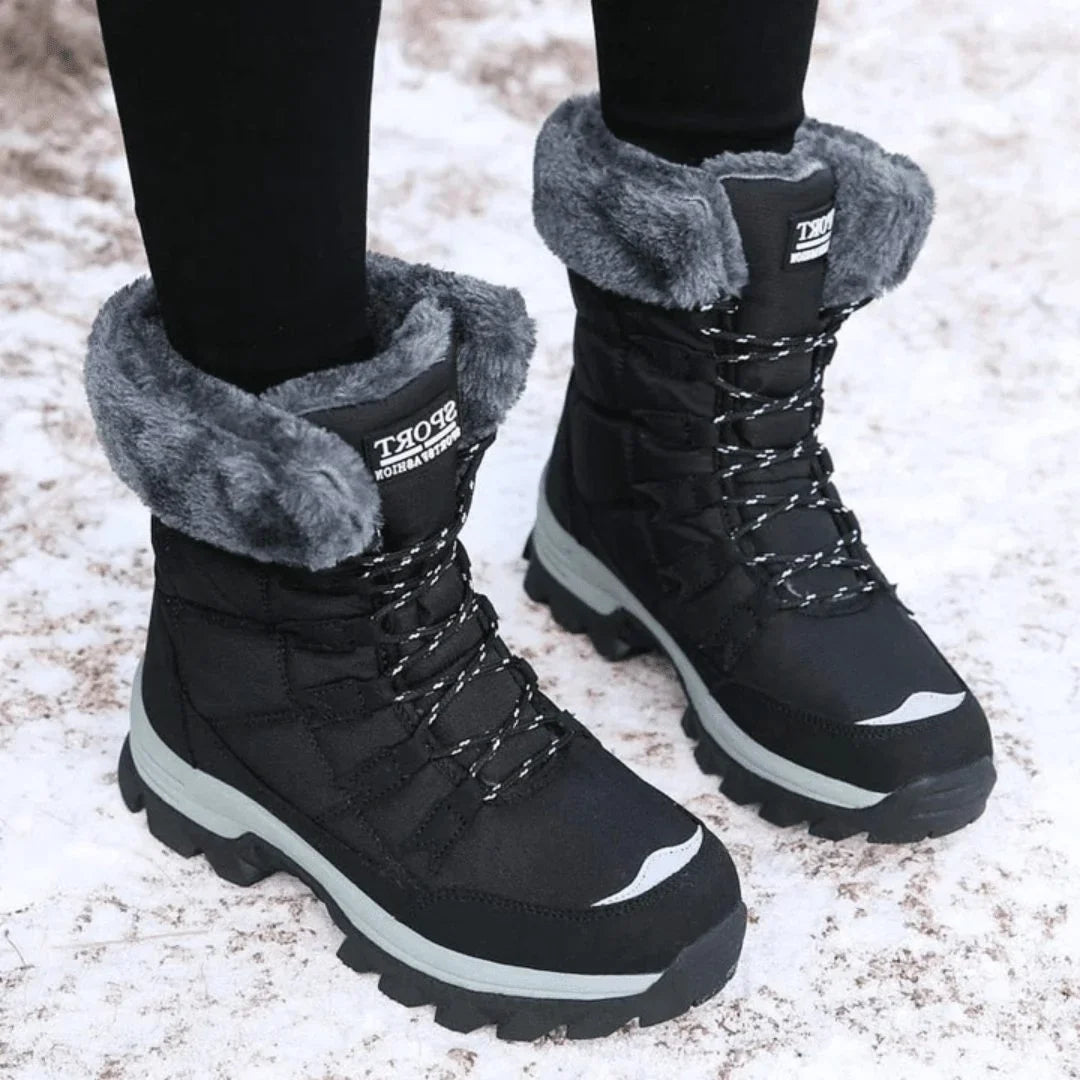 Women's Faux Fur Lined Winter Boots with Lace-Up Front