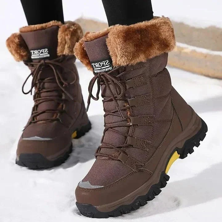 Women's Faux Fur Lined Winter Boots with Lace-Up Front