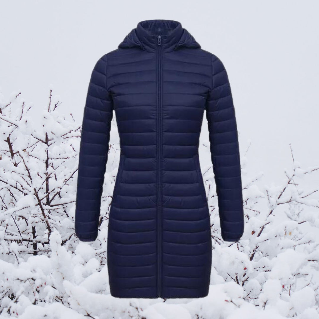 Women's Quilted Hooded Parka Knee-Length Winter Coat
