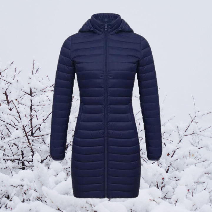 Women's Quilted Hooded Parka Knee-Length Winter Coat