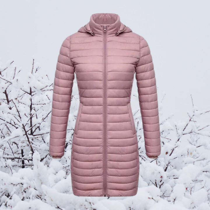 Women's Quilted Hooded Parka Knee-Length Winter Coat