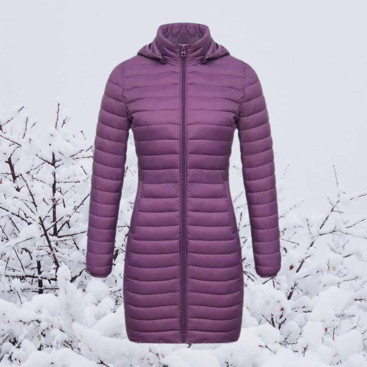 Women's Quilted Hooded Parka Knee-Length Winter Coat