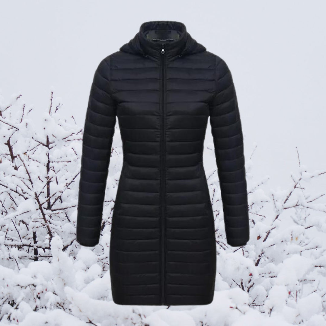 Women's Quilted Hooded Parka Knee-Length Winter Coat