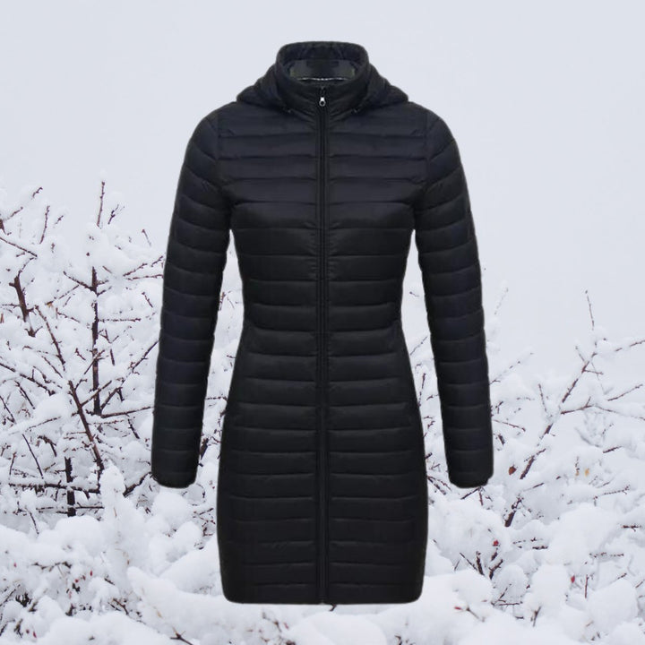 Women's Quilted Hooded Parka Knee-Length Winter Coat