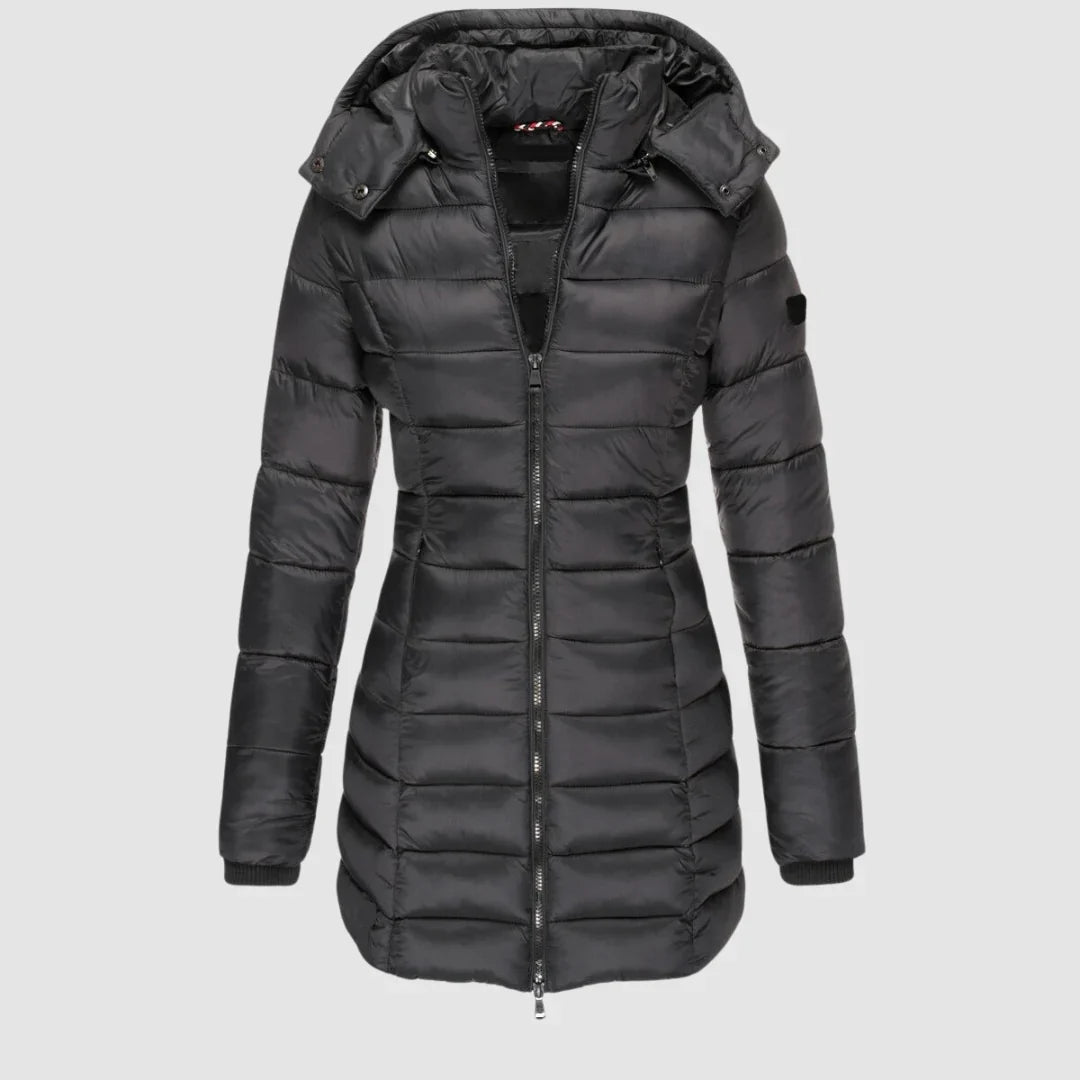Women's Quilted Longline Hooded Puffer Jacket