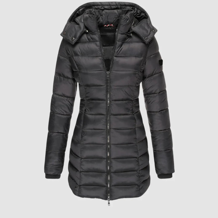 Women's Quilted Longline Hooded Puffer Jacket