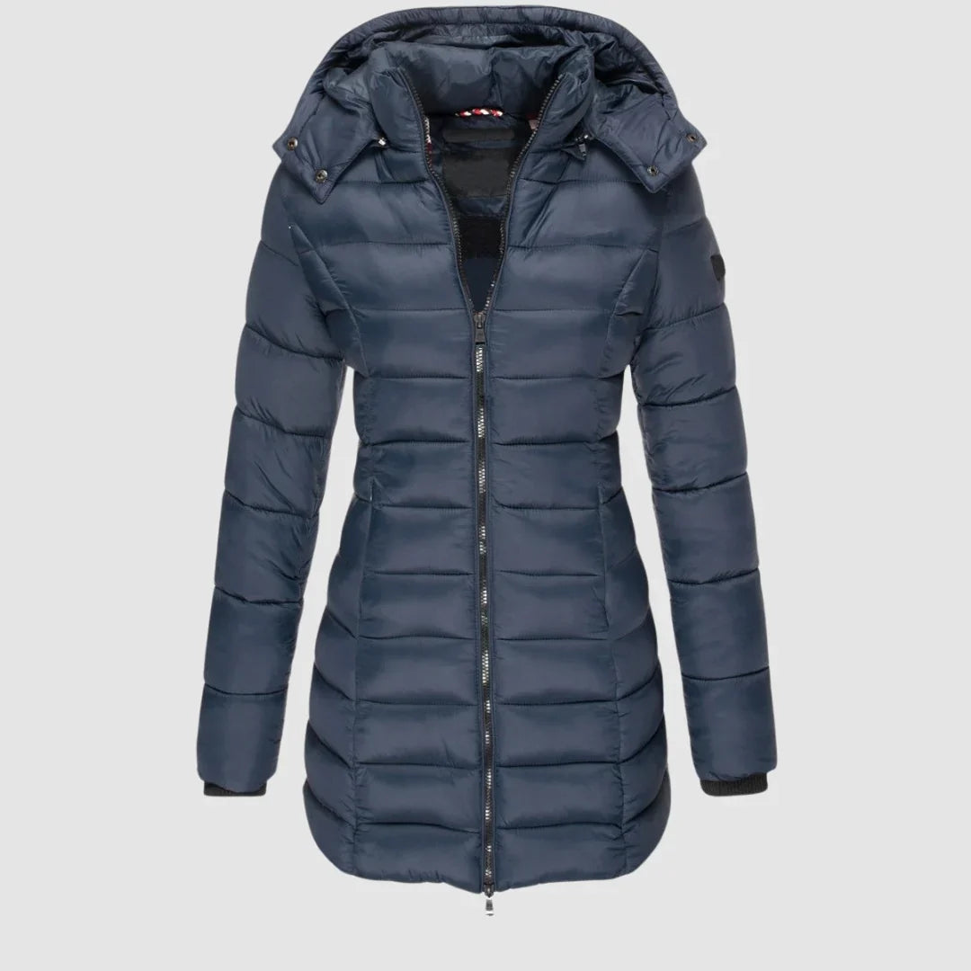 Women's Quilted Longline Hooded Puffer Jacket
