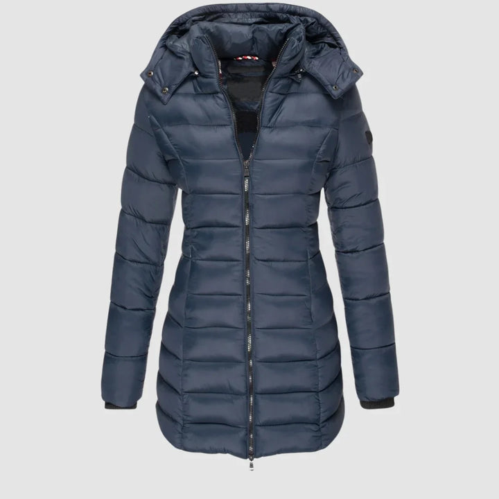 Women's Quilted Longline Hooded Puffer Jacket