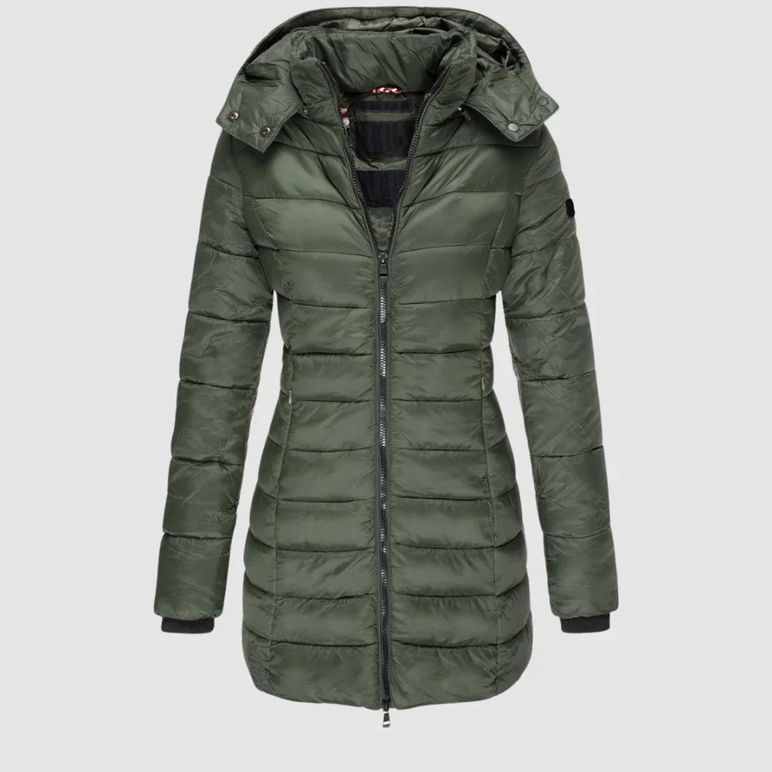 Women's Quilted Longline Hooded Puffer Jacket