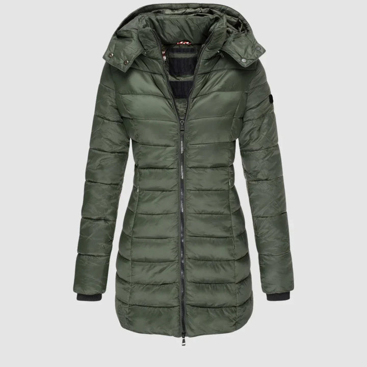Women's Quilted Longline Hooded Puffer Jacket