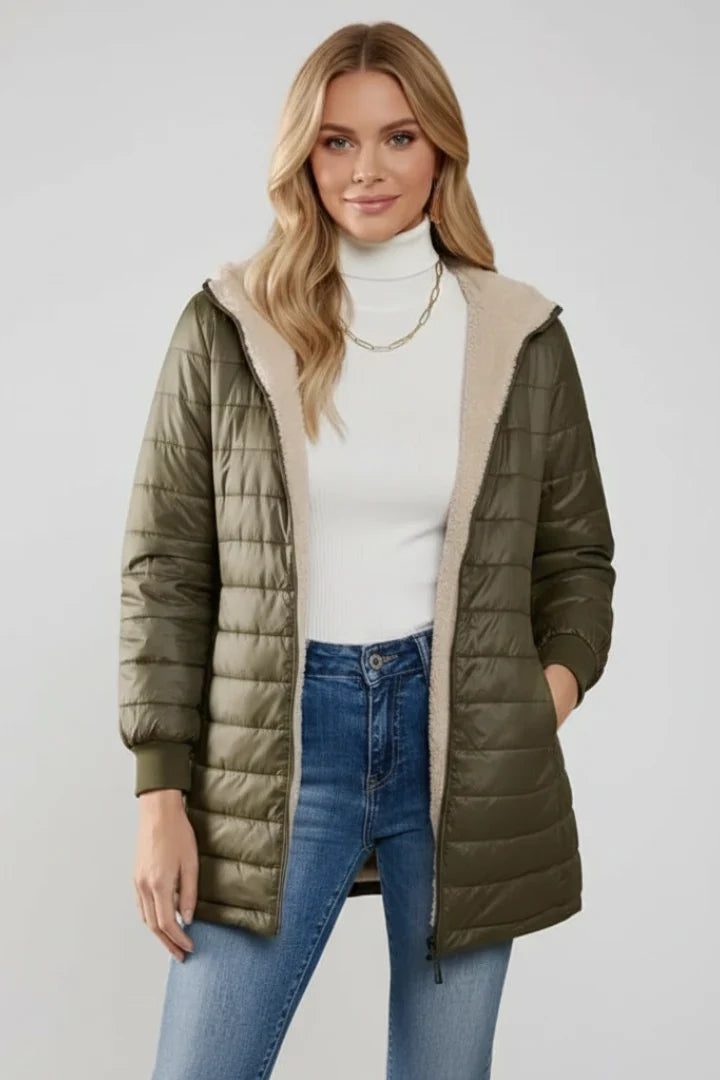Women's Sherpa-Lined Hooded Puffer Coat