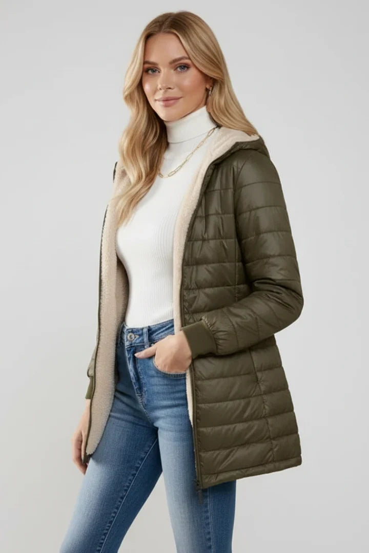 Women's Sherpa-Lined Hooded Puffer Coat