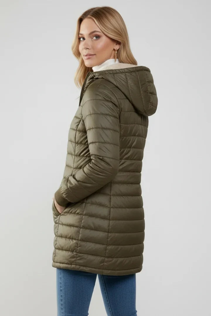 Women's Sherpa-Lined Hooded Puffer Coat