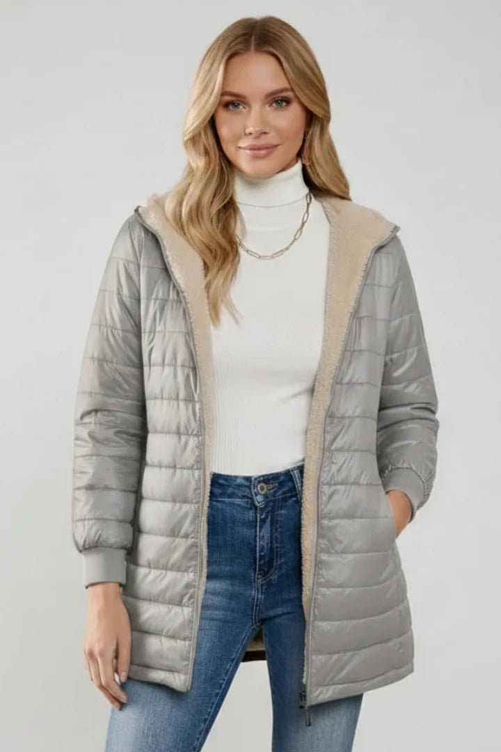 Women's Sherpa-Lined Hooded Puffer Coat