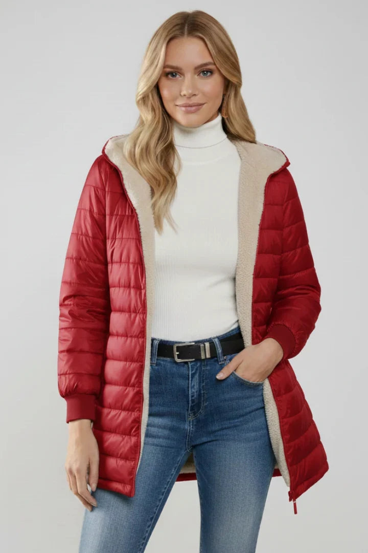 Women's Sherpa-Lined Hooded Puffer Coat