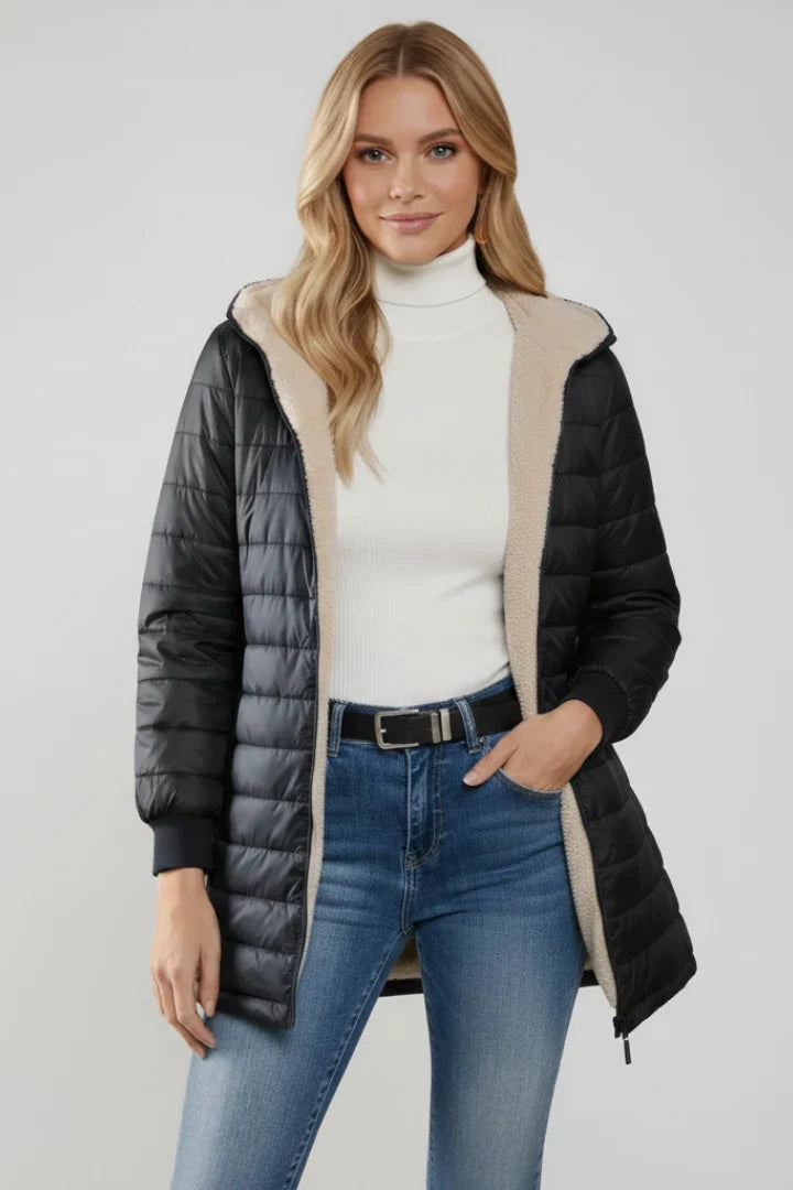 Women's Sherpa-Lined Hooded Puffer Coat