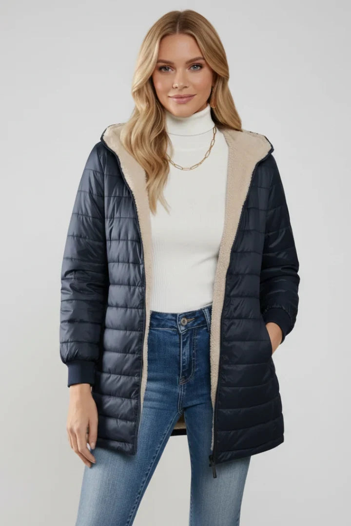 Women's Sherpa-Lined Hooded Puffer Coat