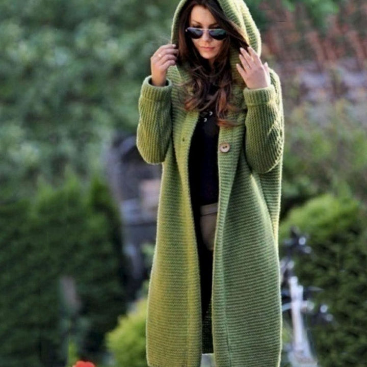 Women's Hooded Longline Knit Cardigan